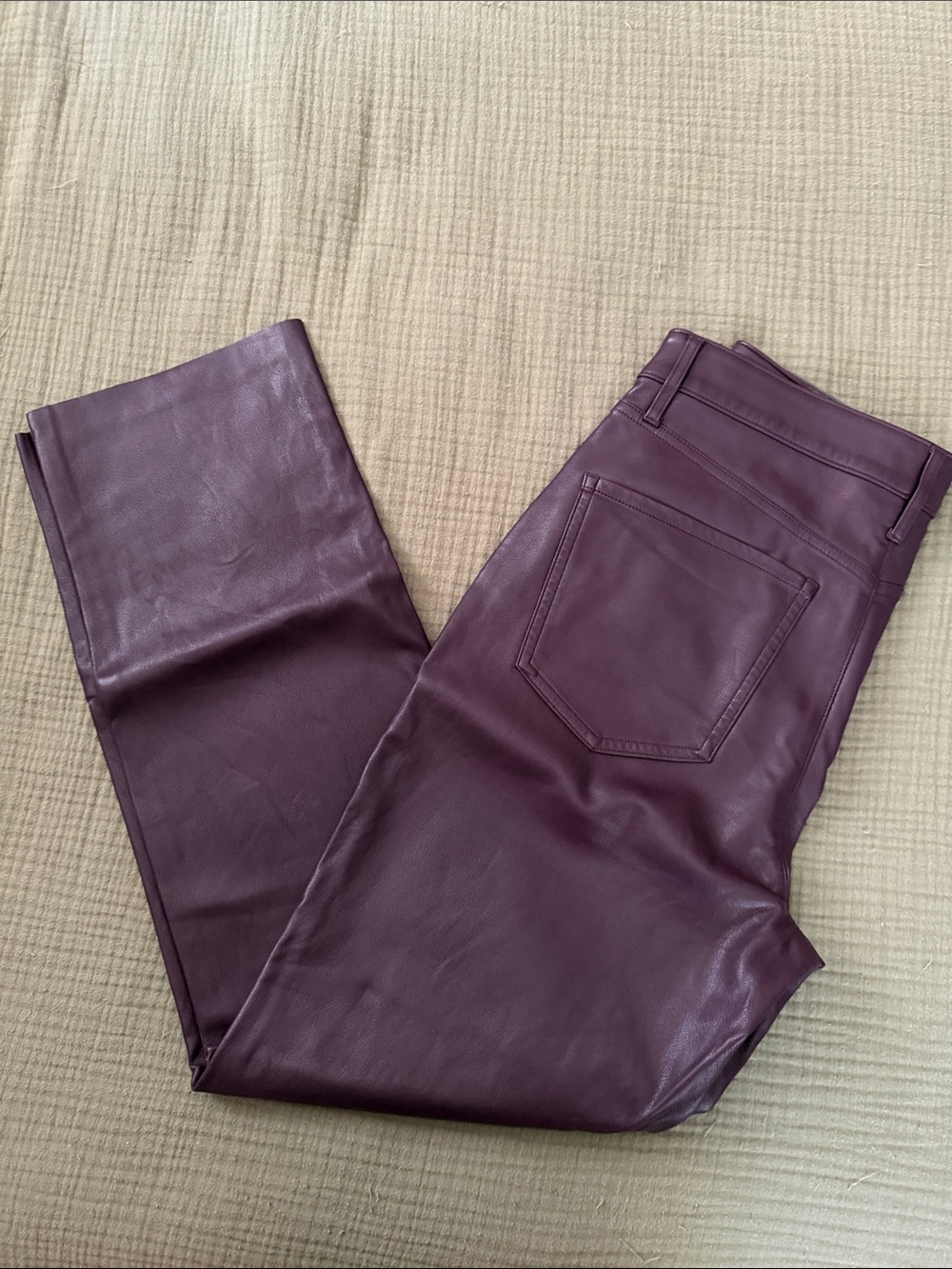 Express Women's Straight Leg Faux Leather Pants in Plum